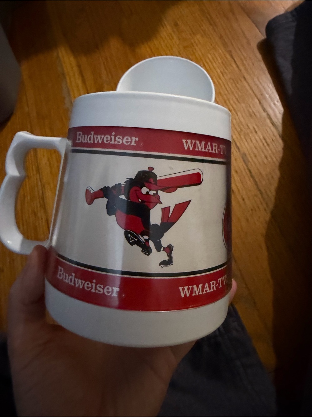 Budweiser Vintage Orioles Mascot Ceramic Beer Stein - White & Red QTY-2